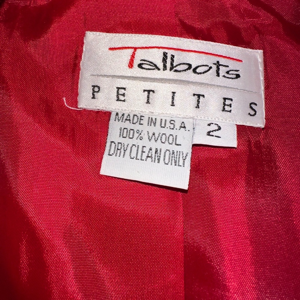 Talbots Petite Red Wool Suit ~ Jacket Sz 2 Skirt Sz 4 - Picture 7 of 13